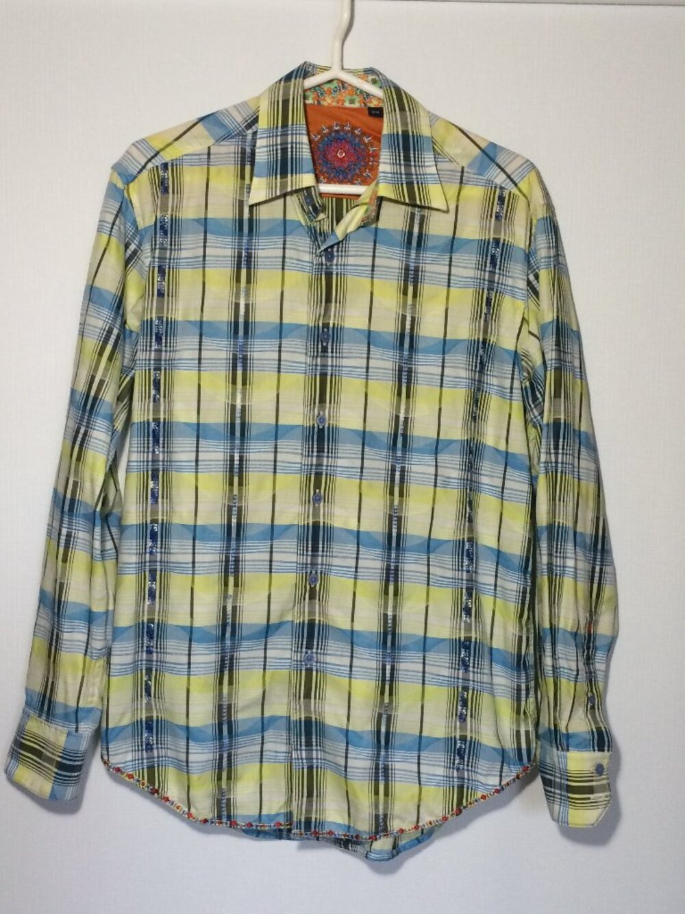 Robert Graham Button Up Shirt Medium Striped Multicolor Embroidered Long Sleeve